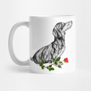 Valentines Dachshund With Rose Mug